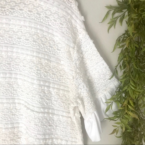 Umgee Lace & Ruffle Crochet Bell Sleeve Boho Top M - Picture 11 of 14